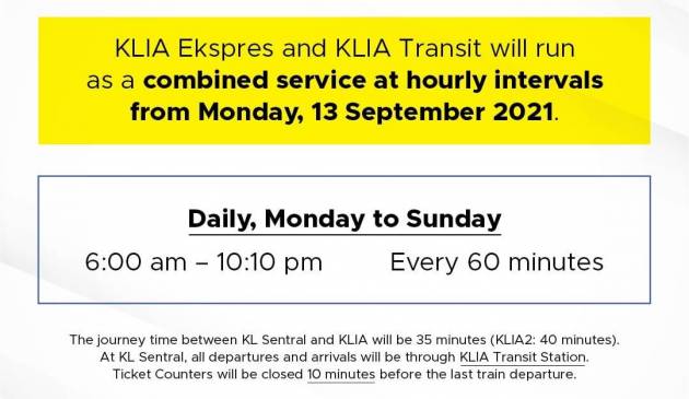 KLIA Ekspres and KLIA Transit is back – combined service to airport resumes on Sept 13, hourly interval
