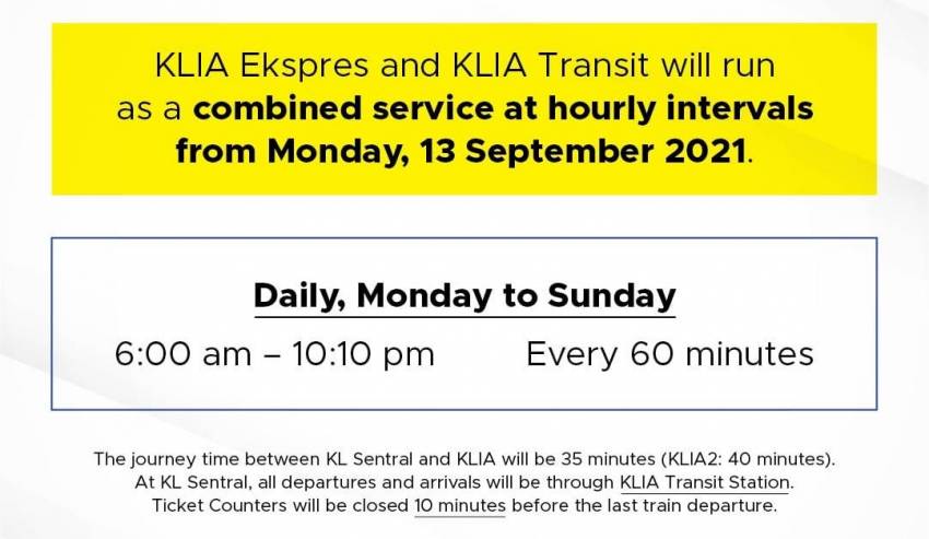 KLIA Ekspres and KLIA Transit is back – combined service to airport resumes on Sept 13, hourly interval 1345174