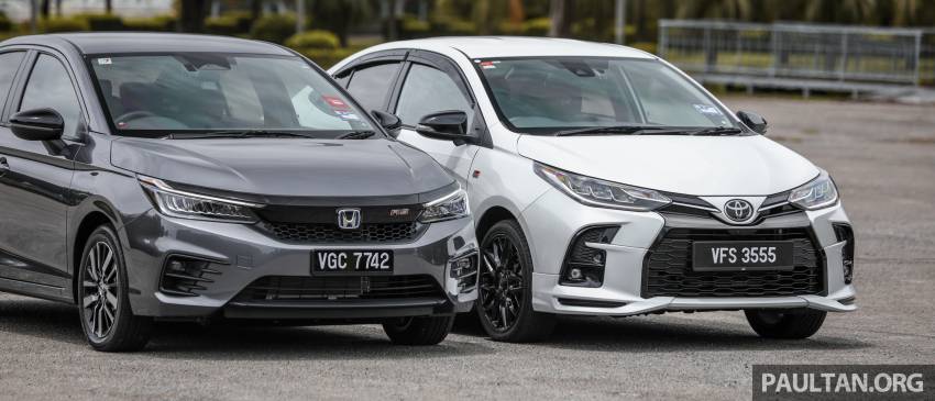2021 Honda City vs Toyota Vios in Malaysia – sportiest RM106k e:HEV RS hybrid and RM95k GR Sport shown 1355167