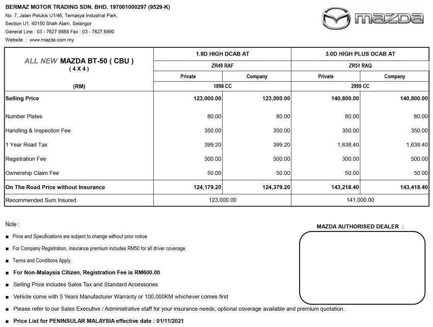 Mazda BT-50 2022 dibuka untuk tempahan di Malaysia — CBU, 5 varian, enjin 1.9L dan 3.0L; dari RM124k 1385560