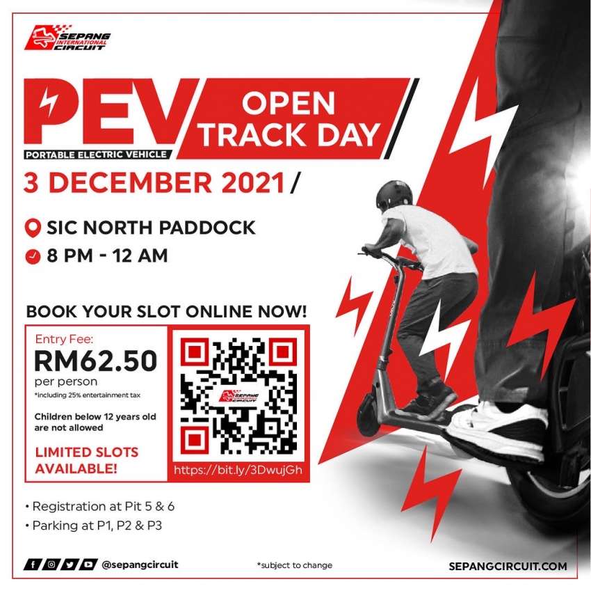 Sepang open track day for Portable Electric Vehicles on Dec 3 – for e-scooters, e-bikes, Segway, hoverboard 1384875