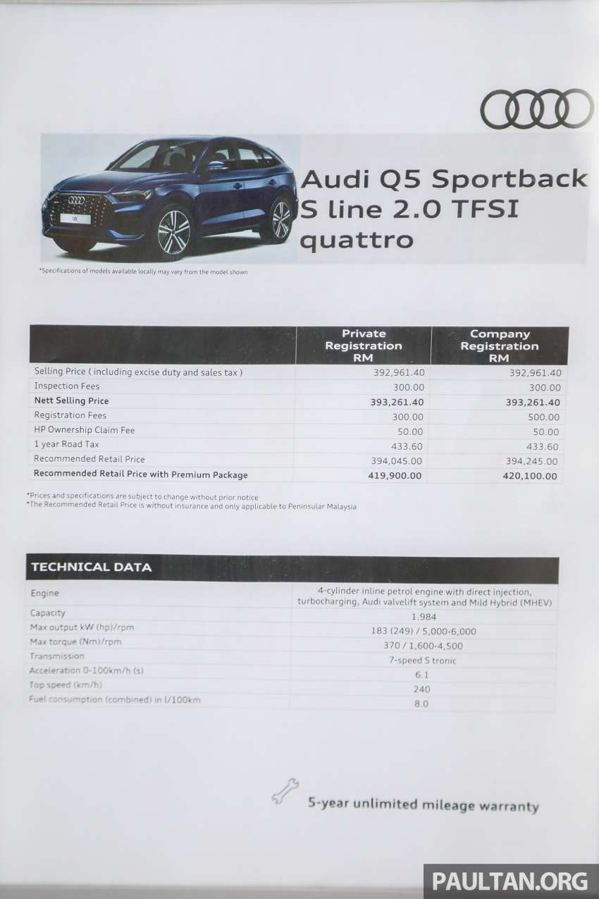 2022 Audi Q5 Sportback in Malaysia – Q5 facelift “coupé” as S line 2.0 TFSI quattro, priced at RM405k 1401316