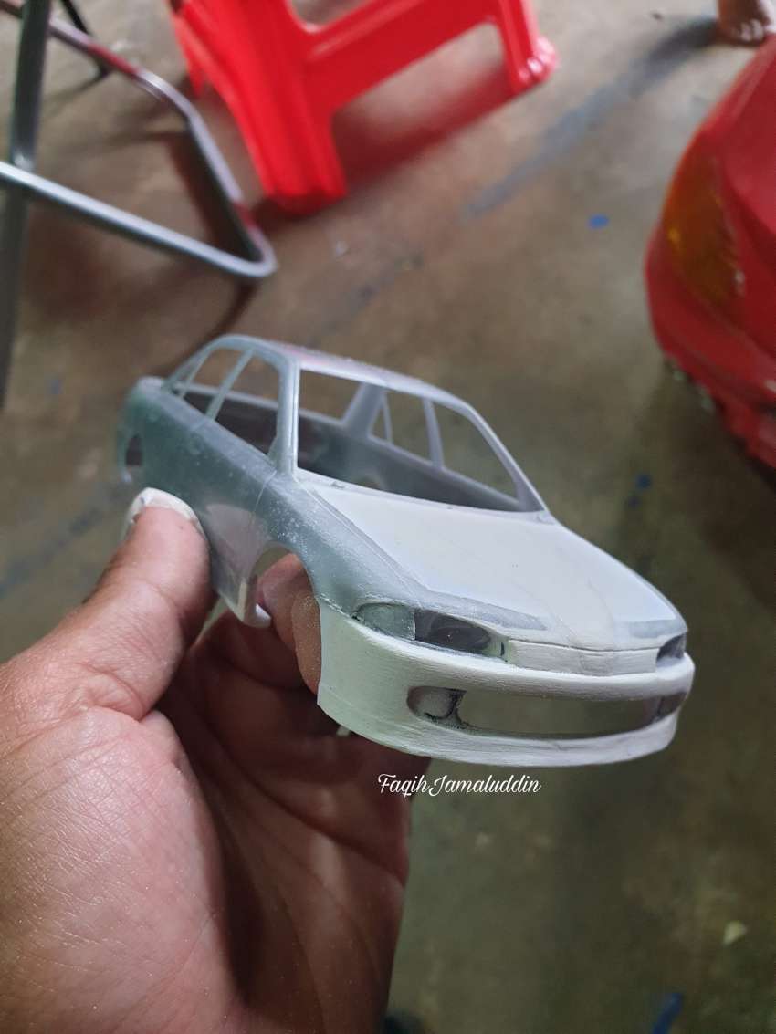 Proton Wira 1.8 DOHC EXi Limited dalam skala 1/24 – hasil kreatif Faqih Jamaludin dari kit Lancer Evo III 1409251