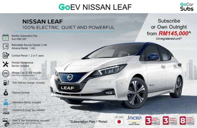 Nissan Leaf kini RM145k tanpa cukai; RM189k sebelum ini, langgan dengan GoCar bermula RM2.3k sebulan