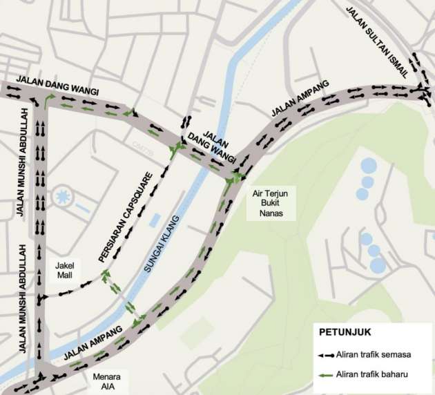 DBKL announces new two-way traffic flow for Jalan Dang Wangi – Jalan Ampang area near AIA building