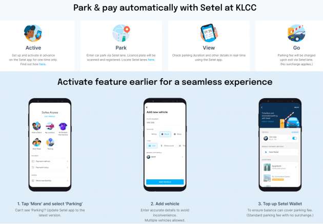 Setel automated parking payment available at KLCC