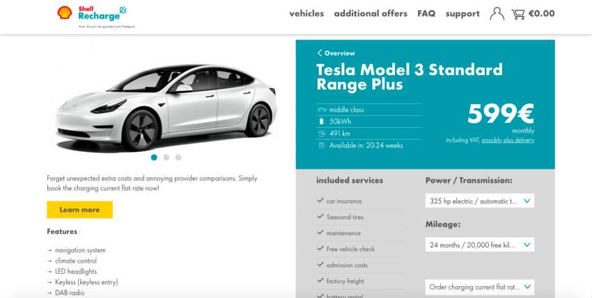Tesla Model 3, Model Y subscription offered by Shell in Germany; from RM2.7k for 24 month, 20,000 km plan 1435689