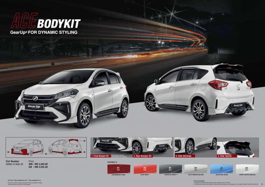 2022 Perodua Myvi GearUp – official price list and brochure for Ace bodykit, optional accessories 1444695