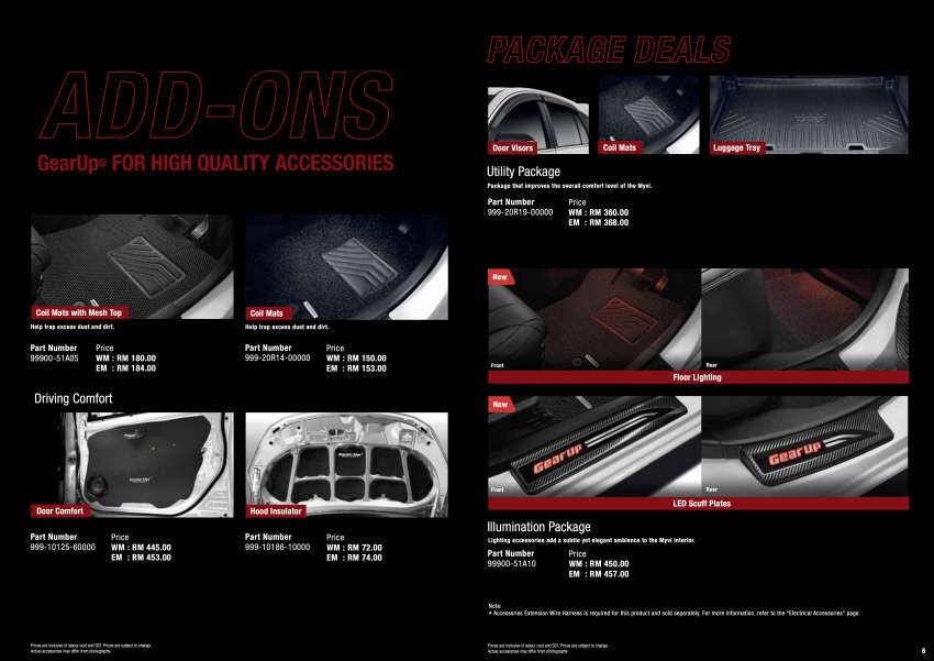 2022 Perodua Myvi GearUp – official price list and brochure for Ace bodykit, optional accessories 1444699