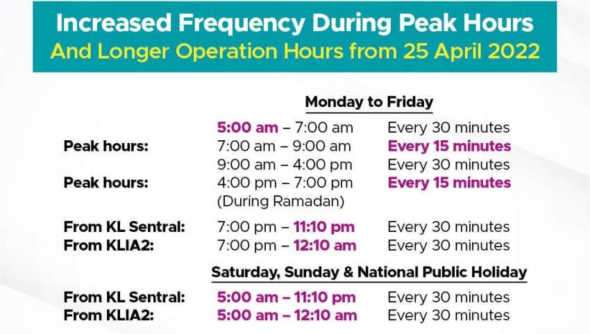KLIA Ekspres announces longer operation hours, increased peak hour frequency – first train now 5am 1449838