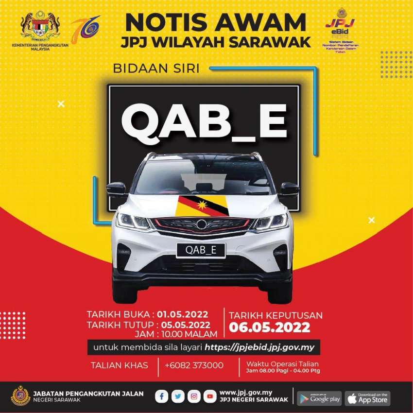 JPJ eBid: AMK, QAB_E number plates up for bidding 1447525