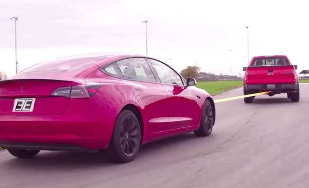 Can a Tesla Model 3 recharge itself by being towed?
