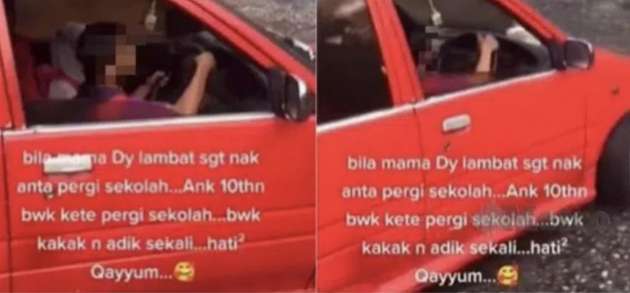Woman uploads video to TikTok of her 10-year-old son driving a car in Pontian, gets into trouble with the law