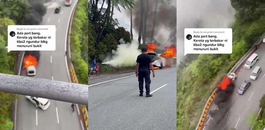 Car bursts into flames on Jalan Genting Highland – advisable to keep a fire extinguisher in your vehicle 1453300