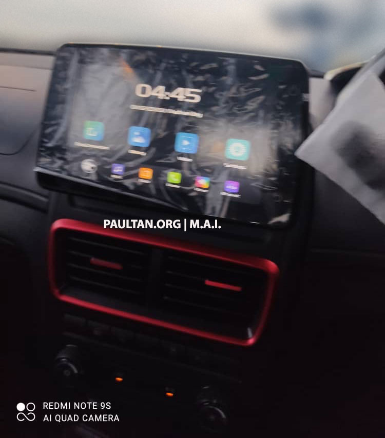 2022 Proton Saga MC2 interior spied – new OS and AC control panel; red accents on meter, vents, steering Image #1451473