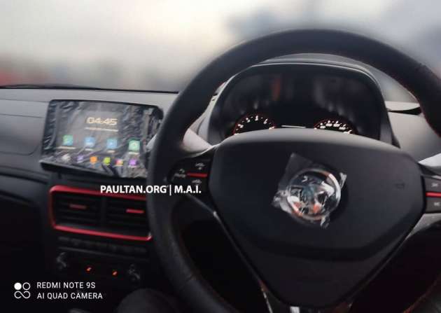 2022 Proton Saga MC2 interior spied – new OS and AC control panel; red accents on meter, vents, steering