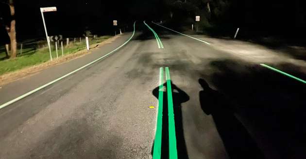 Glow-in-the-dark markings trialled on Australian roads; part of RM12.5 million road safety package for Victoria