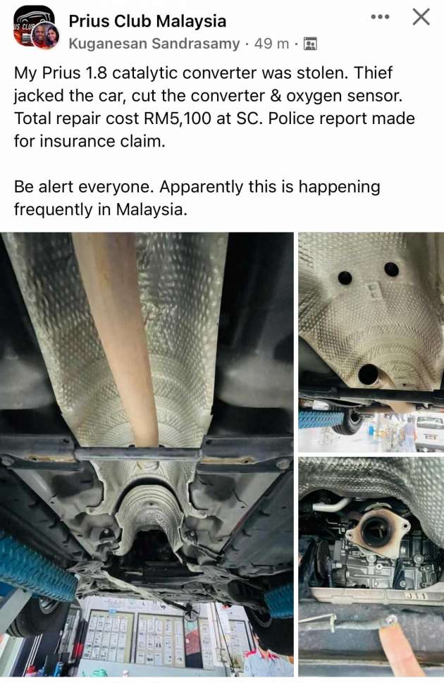 Toyota Prius catalytic converter stolen, parked outside owner’s home – theft cases on the rise in Malaysia!