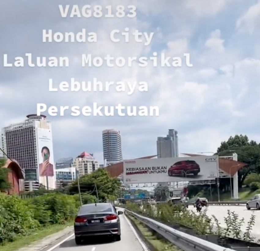 Polis cari pemandu Honda City guna laluan motosikal di Lebuhraya Persekutuan arah PJ menuju ke Klang 1478073