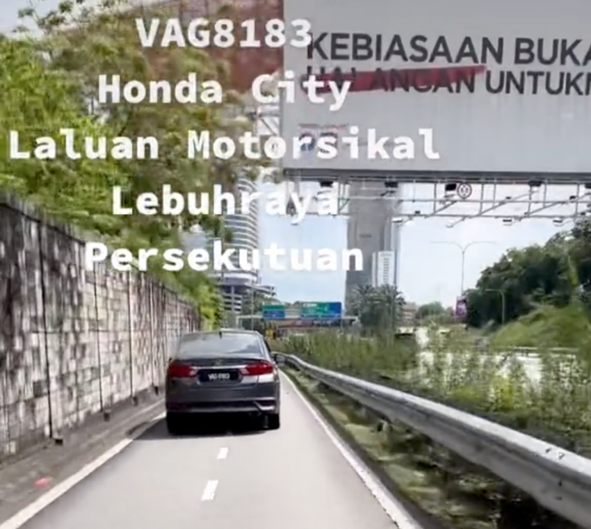 Polis cari pemandu Honda City guna laluan motosikal di Lebuhraya Persekutuan arah PJ menuju ke Klang 1478074