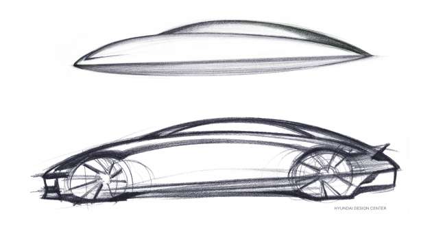 Hyundai Ioniq 6 – EV sedan shown in concept sketch