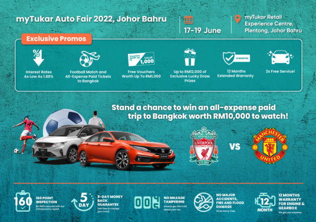 myTukar Auto Fair 2022 di Johor: Menangi tiket bola Liverpool vs Man Utd bernilai RM10k, hadiah RM12k