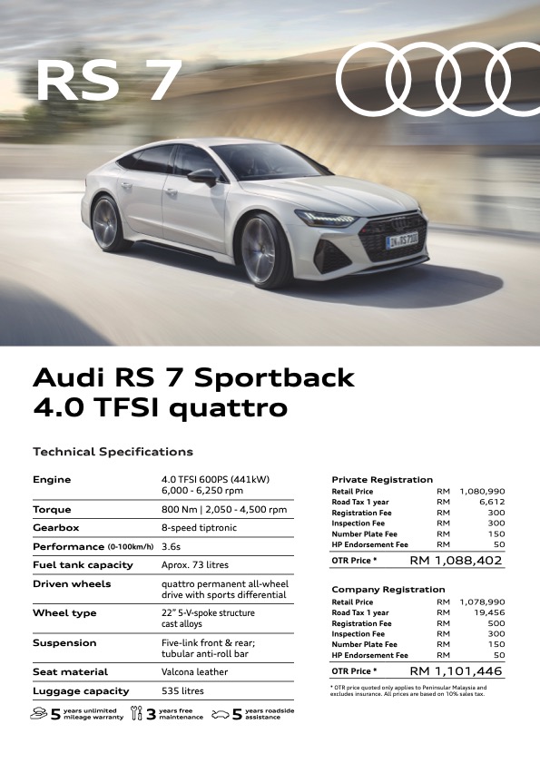 2022 Audi RS7 SportbackMalaysia_price