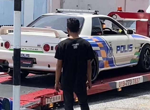 Nissan Skyline R32 modded as Malaysian police car seized at 2022 Art of Speed custom car show