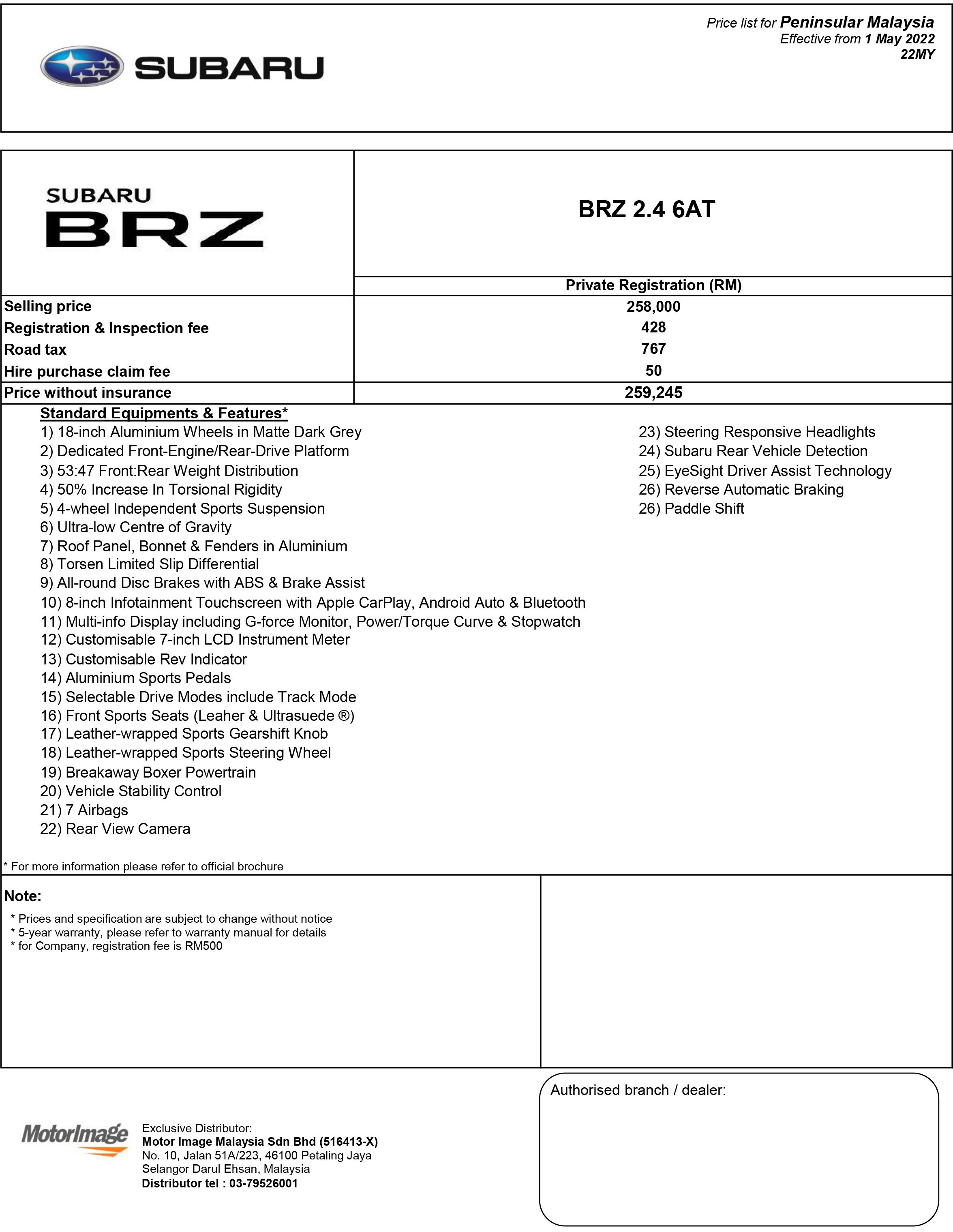 2022-Subaru-BRZ-6AT-spec-sheet-Malaysia-May-2022-1-BM