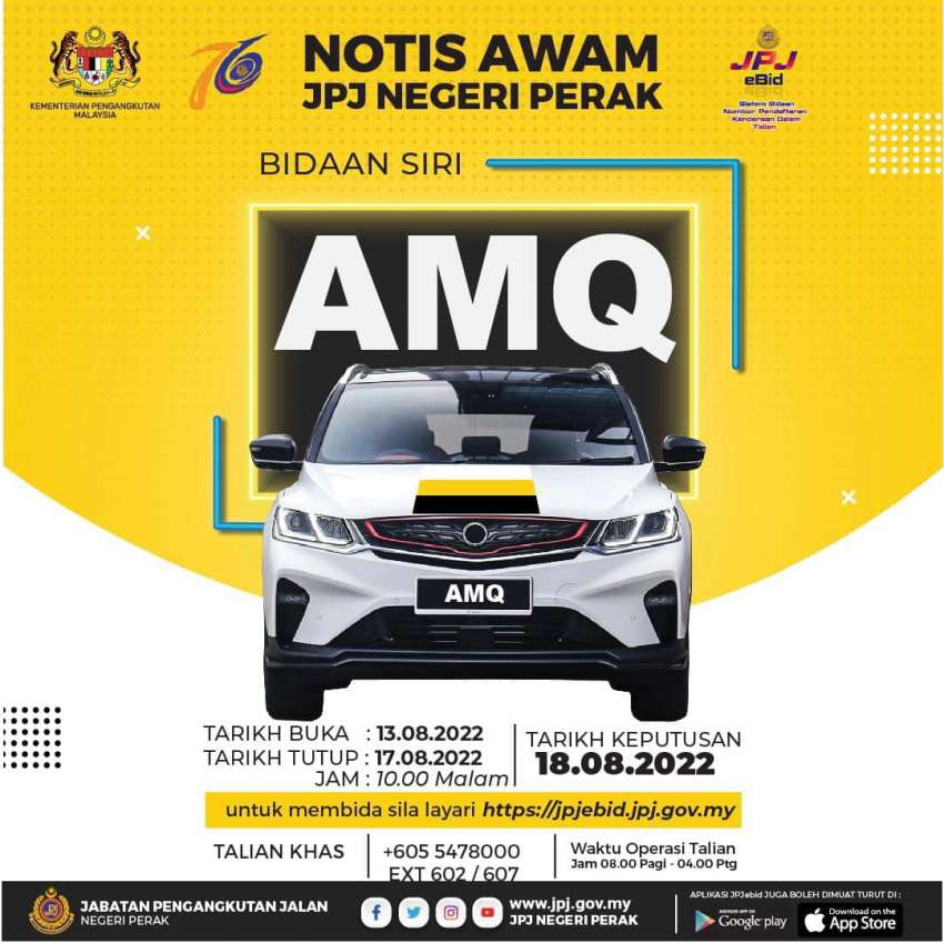 JPJ eBid: AMQ dan QCP bakal dibuka untuk bidaan 1496426