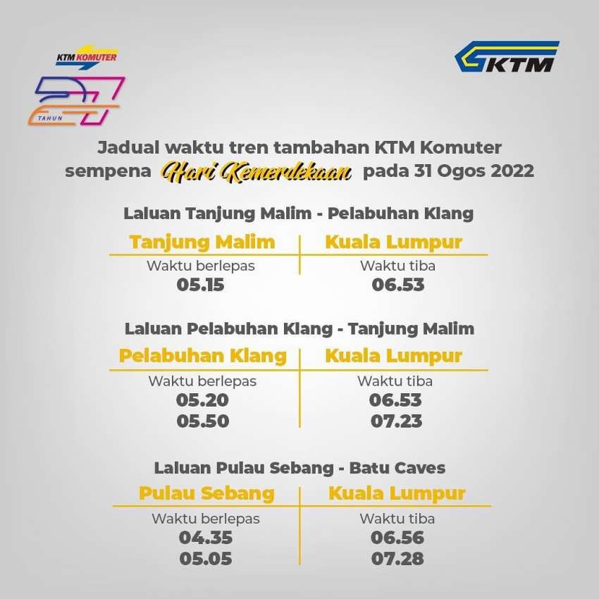Extra early morn KTM Komuter services for August 31 1504596