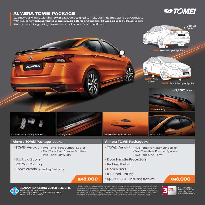 Nissan Almera Turbo now offered with Tomei package – aerokit, tint film, sport pedals, door visors; RM8k 1500747