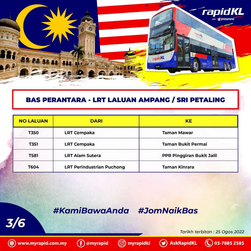 Rapid KL bus schedule for Merdeka Day, from 4.30 am 1505693