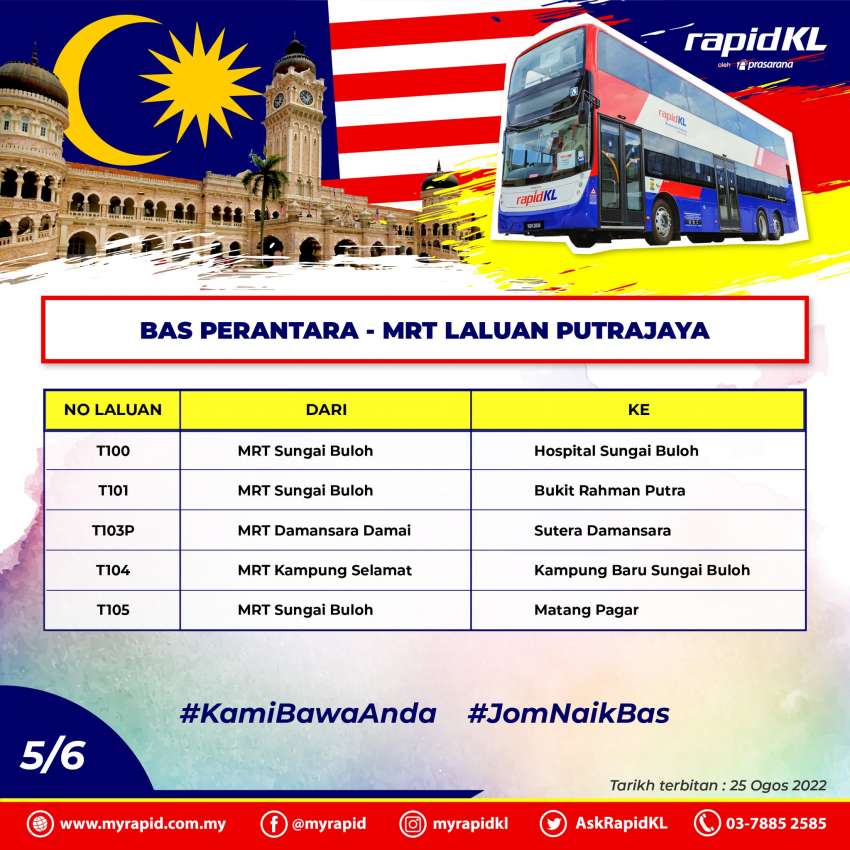 Rapid KL bus schedule for Merdeka Day, from 4.30 am 1505695