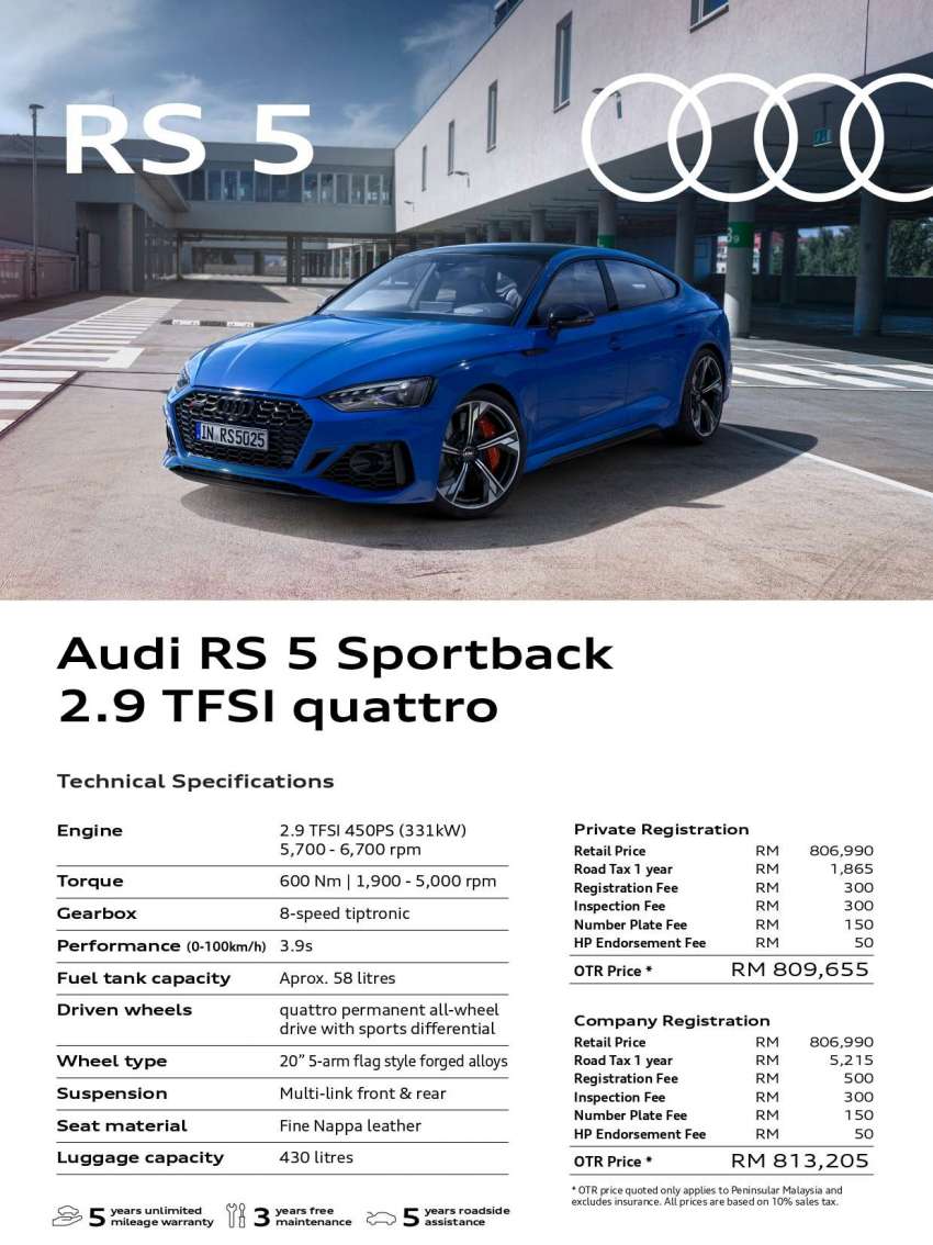 2022 Audi RS5 Sportback facelift in Malaysia – 450 PS, 650 NM, 280 km/h top speed, RS modes, RM810k 1516396