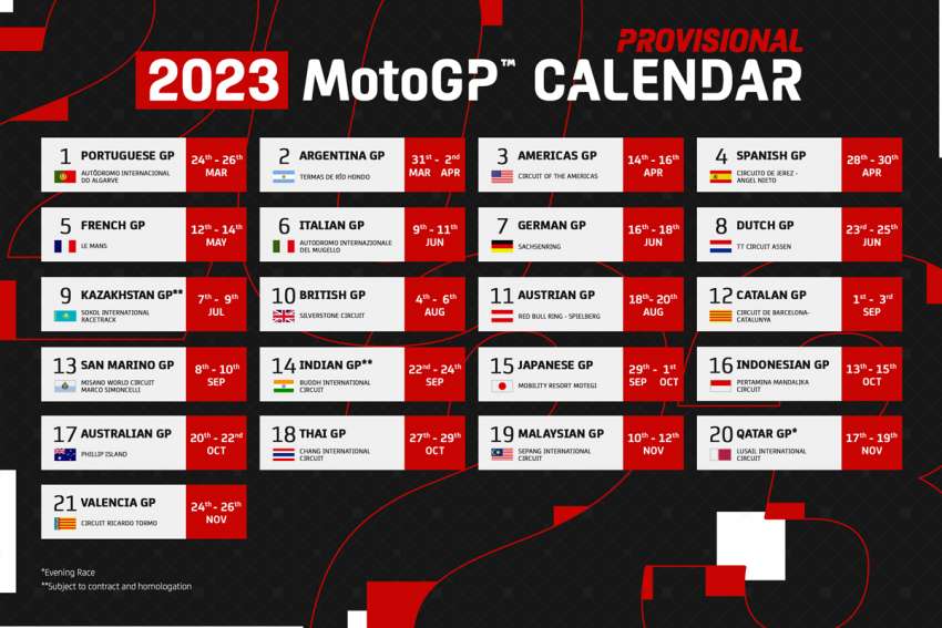 2023 MotoGP: Provisional race calendar released, two countries make MotoGP debut, India and Kazakhstan 1520159