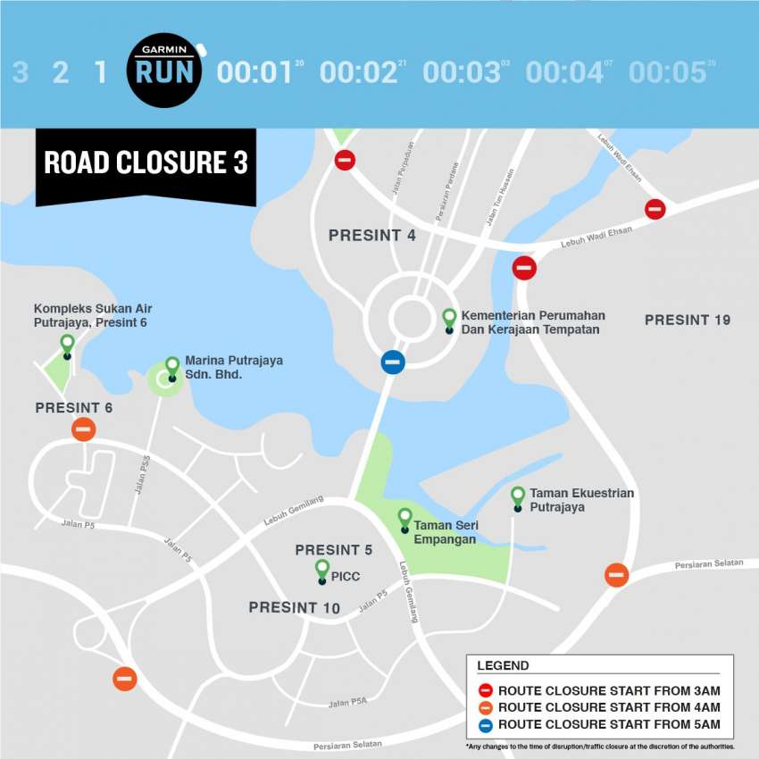 Beberapa jalan di Putrajaya bakal ditutup pada 11 Sept ini untuk menjayakan acara Garmin Marathon 2022 1509814