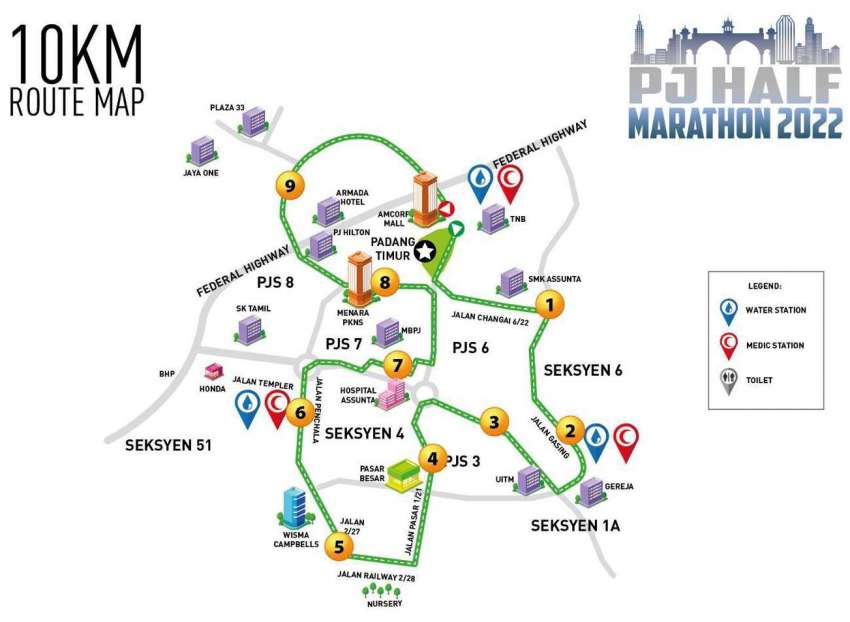 Beberapa jalan di Petaling Jaya bakal ditutup pada 25 September ini sempena acara PJ Half Marathon 2022 1515180