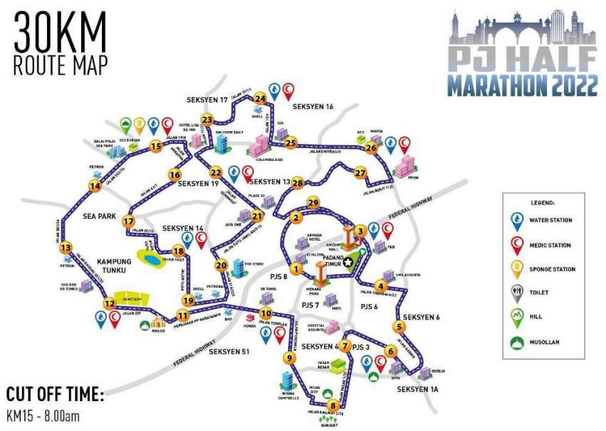 Beberapa jalan di Petaling Jaya bakal ditutup pada 25 September ini sempena acara PJ Half Marathon 2022 1515182