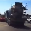Saga gets into blind spot of cement lorry as they both turn, gets dragged – make sure you’re in trucks’ view