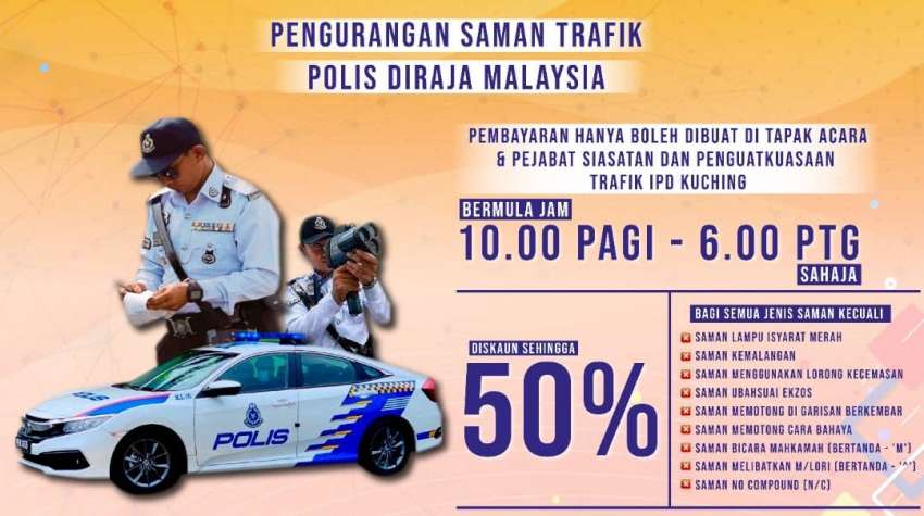Sarawak police giving 50% <em>saman</em> discount, Sep 24-25 1514633
