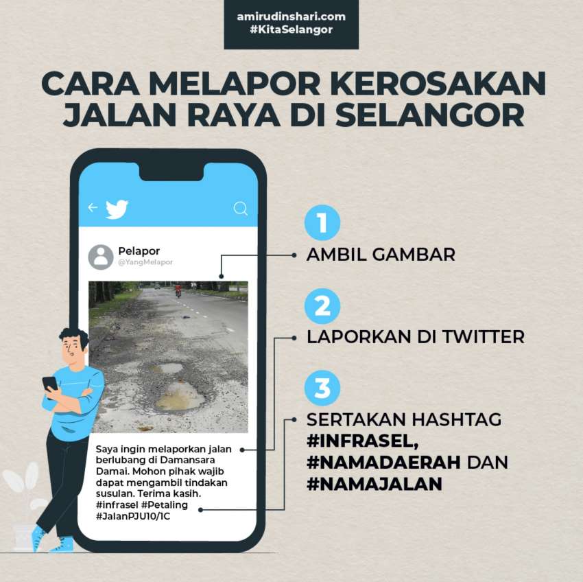 Selangor MB calls on motorists to report potholes on Twitter with #infrasel hashtag for quick action 1509566