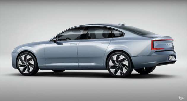 Next Volvo S90 rendered by Theophilus Chin – shape from current sedan, surfacing from Concept Recharge