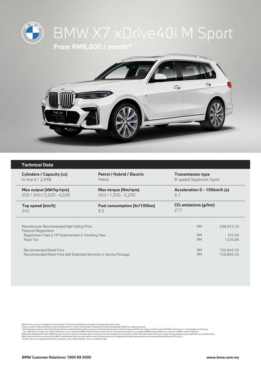 2022 BMW X7 xDrive40i M Sport launched in Malaysia – 22-inch wheels; sporty exterior; priced from RM701k 1531203