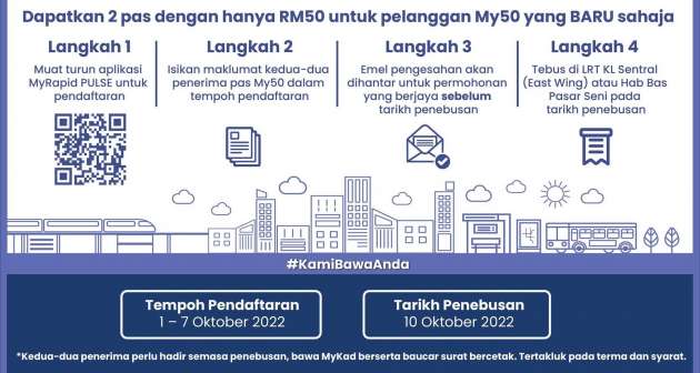 Rapid KL tawarkan promosi pas perjalanan bulanan My50 beli satu percuma 1 sempena 10.10