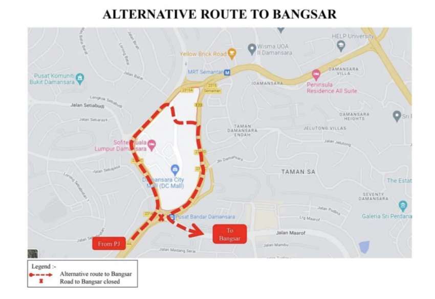 Sprint Highway entry into Jalan Maarof, Bangsar will be closed from Oct 29 – alternative goes around PBD 1535046