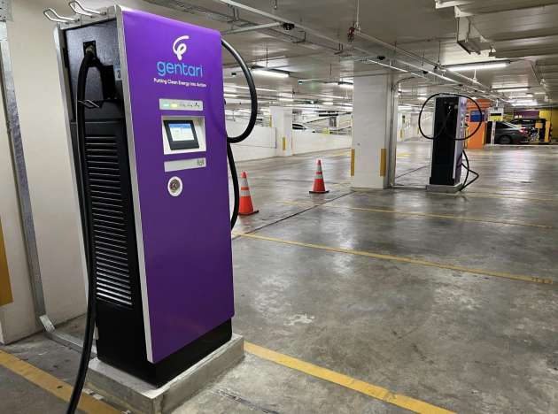 Petronas Gentari EV charging hub at Suria KLCC – 43 AC, 4 DC guns, DC charging at 60 sen per minute