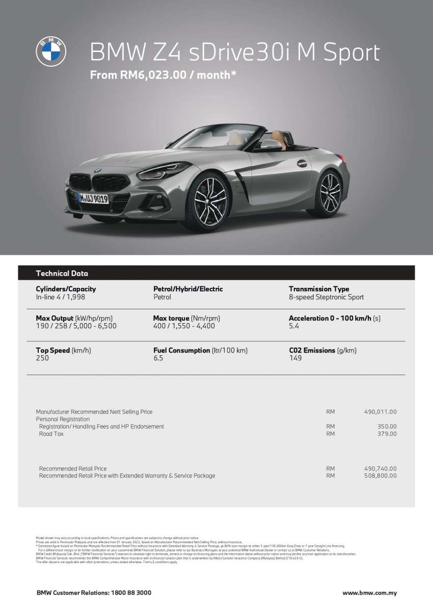 2022 G29 BMW Z4 sDrive30i in Malaysia – refresh introduces minor changes, new colours, RM509k 1545670