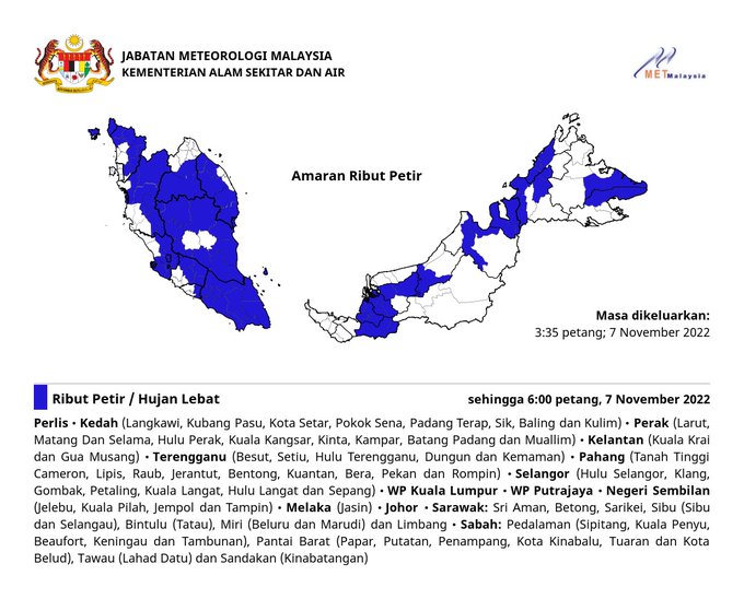 MetMalaysia forecasts heavy rain across Pen. Malaysia – avoid flood-prone areas, get Special Perils coverage 1540456