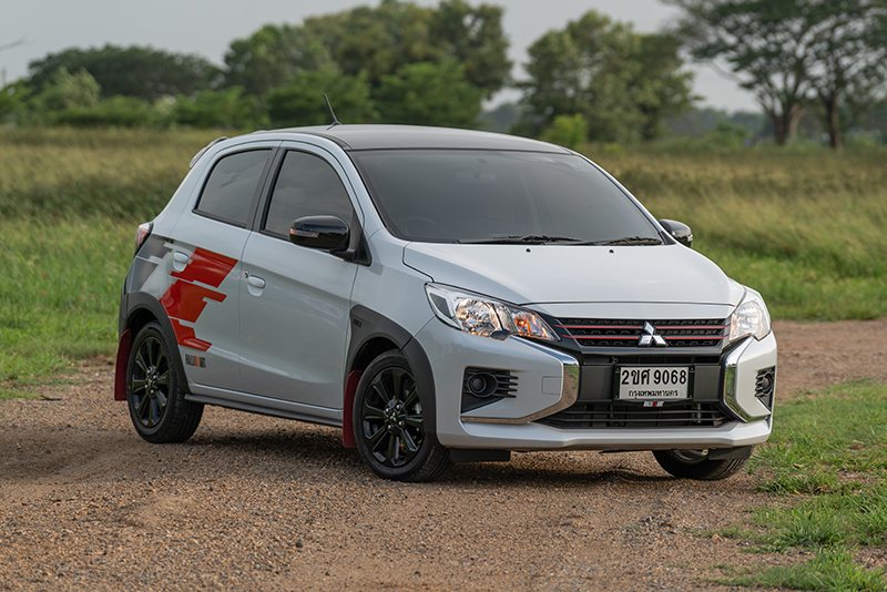2022 Mitsubishi Mirage Ralliart – eco car is still alive in Thailand; rally-style overfenders, mud flaps, decals Image #1547737